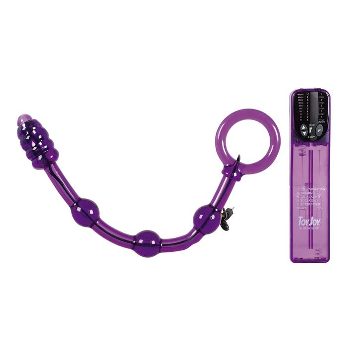 Анальная цепочка с вибрацией Bum Buster Purple, фиолетовая 28 см