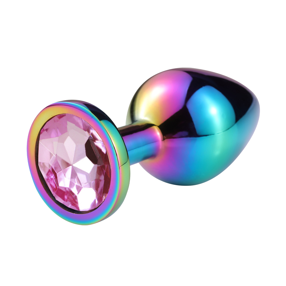 Анальная пробка "Vandersex" металл, светло-розовый кристалл M, Hamelion