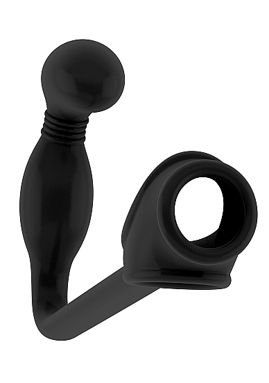 Массажер простаты с разделительным кольцом для мошенки SONO No.2 - Butt Plug with Cockring,черный