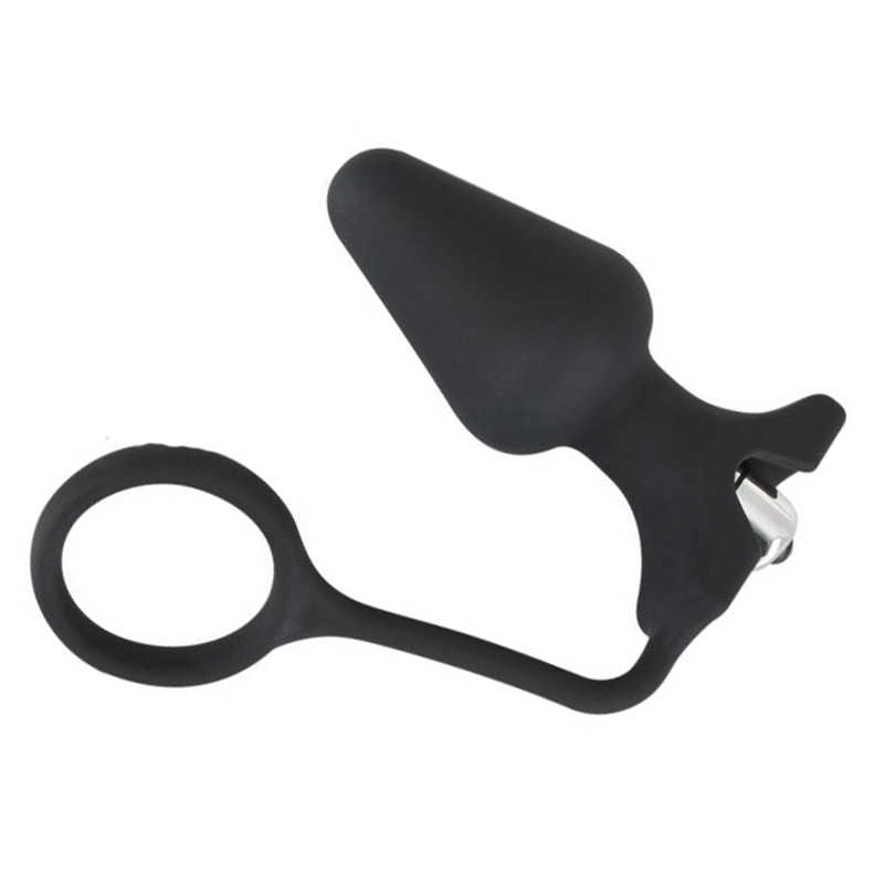 Анальная втулка с кольцом для пениса Rebel Vibrating Plug&Cock Ring, чёрная 11 см
