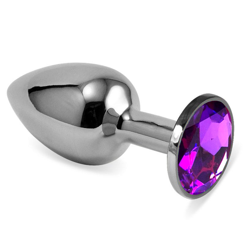Анальная пробка "Vandersex" металл, фиолетовый кристалл S, Silver