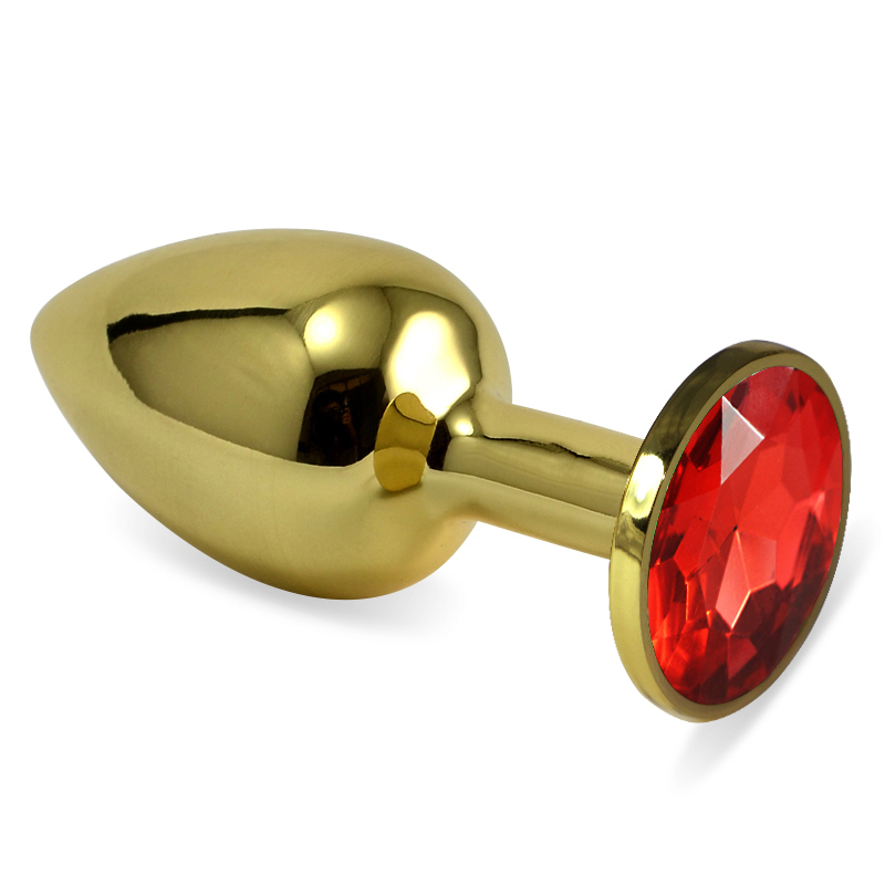 Анальная пробка "Vandersex" металл, красный кристалл M, Gold