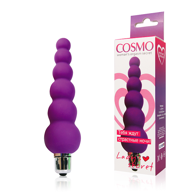 Рельефный анальный стимулятор Cosmo с вибрацией, фиолетовый 12 см