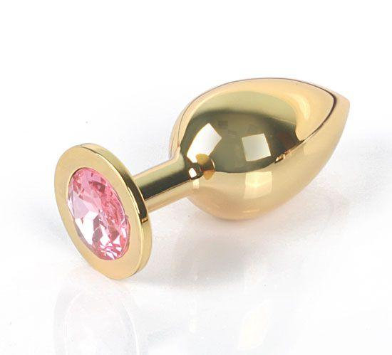 GOLDEN PLUG LARGE (металл.) цвет кристалла розовый