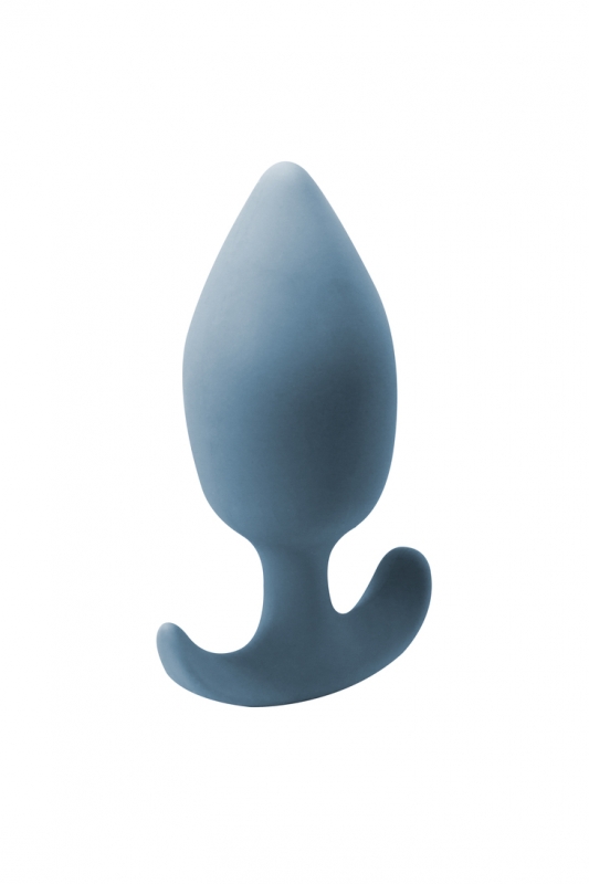 Анальная пробка со смещенным центром тяжести Flash Limited Edition Gleam, серо-голубая 8,5 см