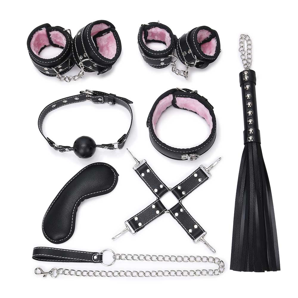 Набор BDSM, 7 предметов, черно-розовый