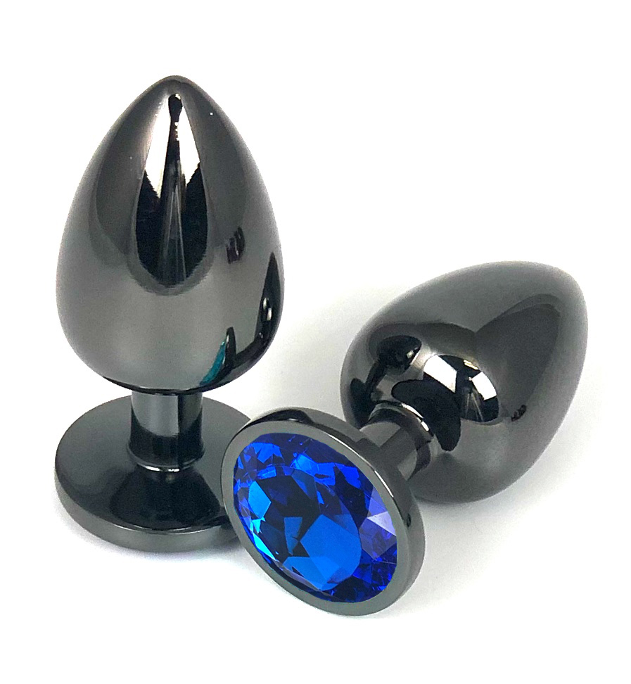 Анальная пробка "Vandersex" металл, синий кристалл S, Black