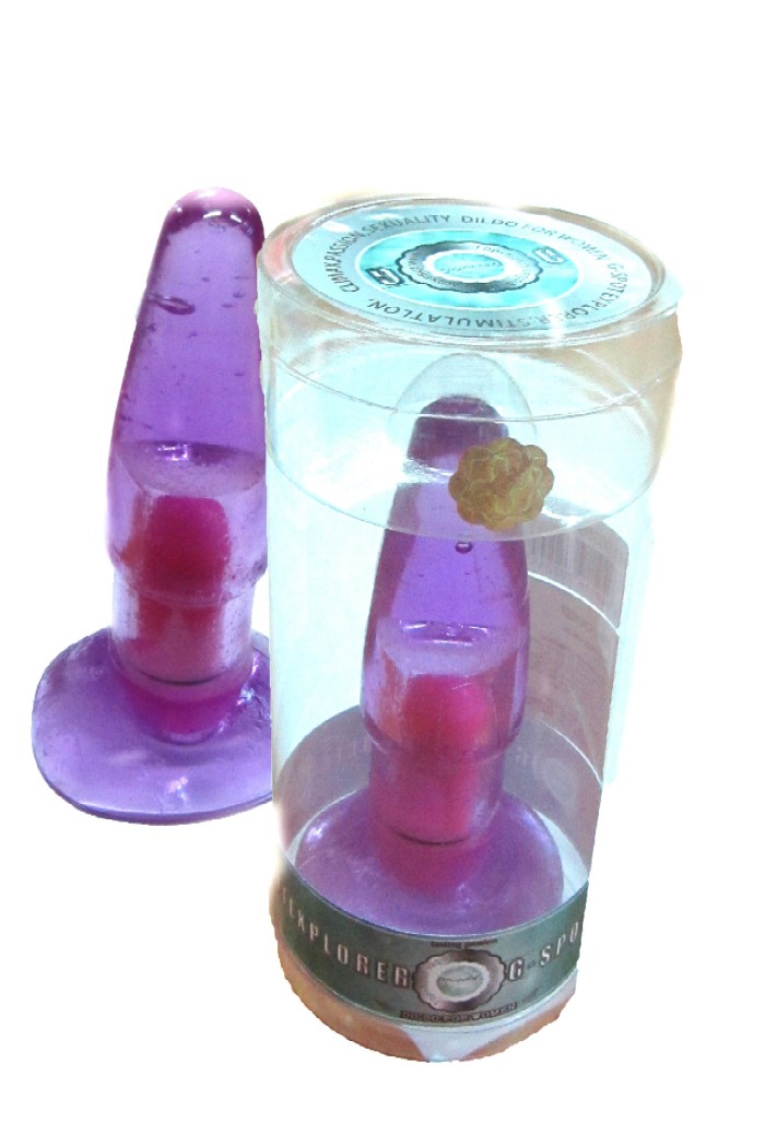 Пробка анальная полупрозрачная с вибрацией SexToy, фиолетовая 9 см