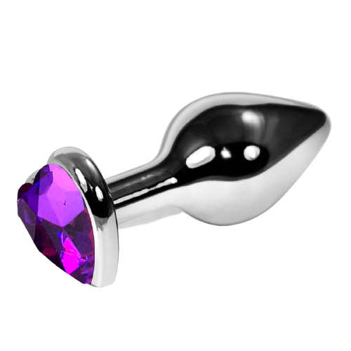 Анальная пробка "Vandersex" металл, фиолетовый кристалл, сердце S, Silver