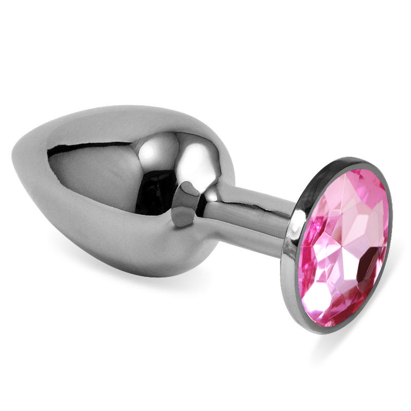 Анальная пробка "Vandersex" металл, светло-розовый кристалл S, Silver
