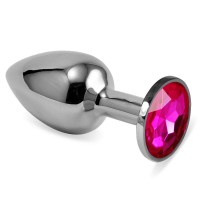 Анальная пробка "Vandersex" металл ярко-розовый кристалл S, Silver