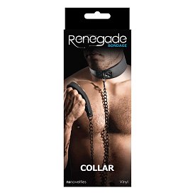 Ошейник с поводком Renegade Bondage Collar Black, черный