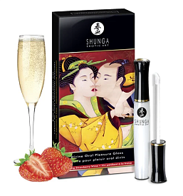 Блеск для губ Божественное удовольствие "Клубника в шампанском" Shunga Erotic Art, 10 мл 