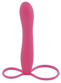 Насадка на пенис и мошонку POPO Pleasure для двойного проникновения, розовая 14 см