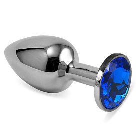 Анальная пробка "Vandersex" металл, синий кристалл S, Silver