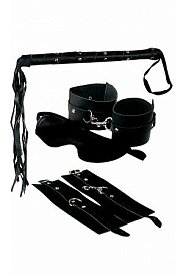 Комплект (наручники, оковы, маска, плеть,) цвет черный