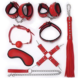 Набор BDSM, 7 предметов, красно-черный
